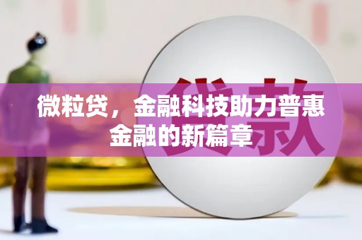 昭苏微粒贷，金融科技助力普惠金融的新篇章
