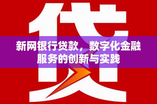 昭苏新网银行贷款，数字化金融服务的创新与实践