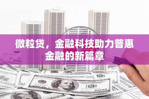 昭苏微粒贷，金融科技助力普惠金融的新篇章