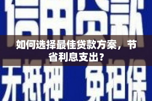 昭苏如何选择最佳贷款方案，节省利息支出？