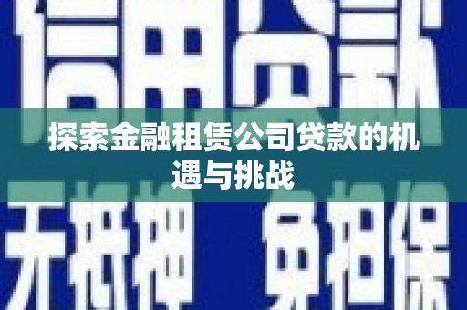 昭苏探索金融租赁公司贷款的机遇与挑战