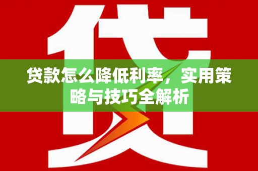 昭苏贷款怎么降低利率，实用策略与技巧全解析