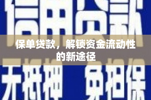 昭苏保单贷款，解锁资金流动性的新途径
