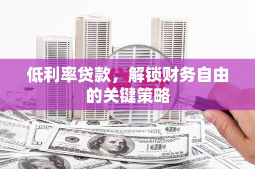 昭苏低利率贷款，解锁财务自由的关键策略