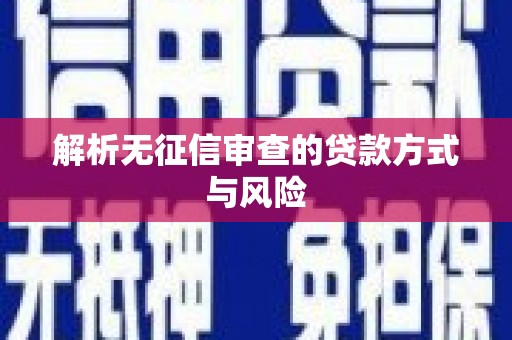 昭苏解析无征信审查的贷款方式与风险