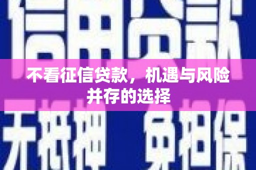 昭苏不看征信贷款，机遇与风险并存的选择